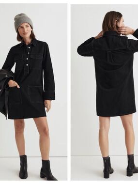 Madewell Black denim popover Shirt Dress.